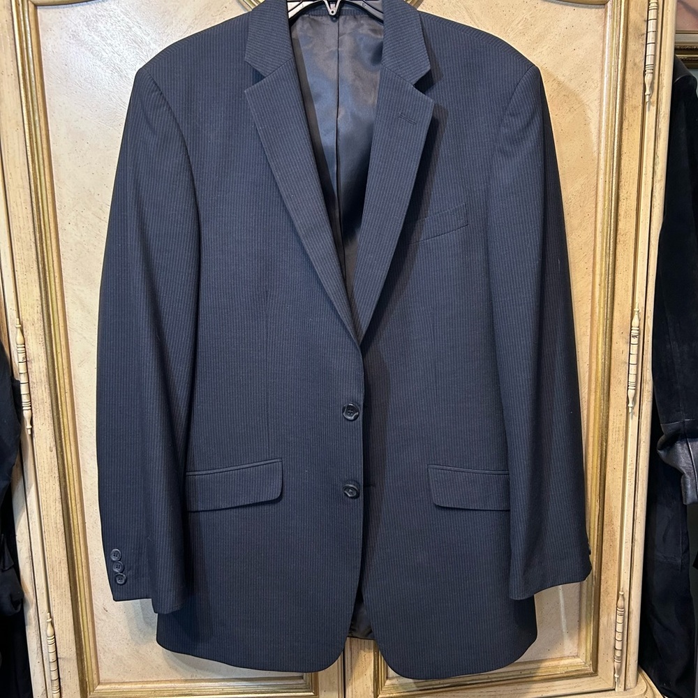 Kenneth Cole Gray Pinstripe Suit Jacket Blazer 40L